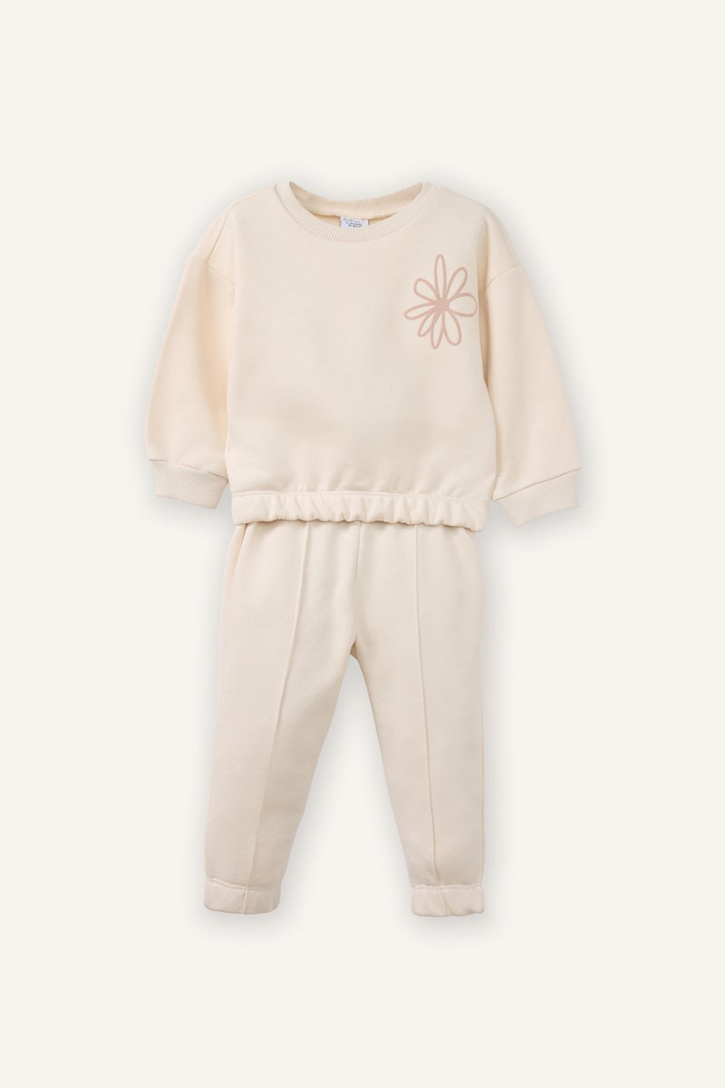 DeFacto Beige BabyGirl Baby Girl Sweatshirt and Sweatpants 2 Piece Set Casual - Image 1